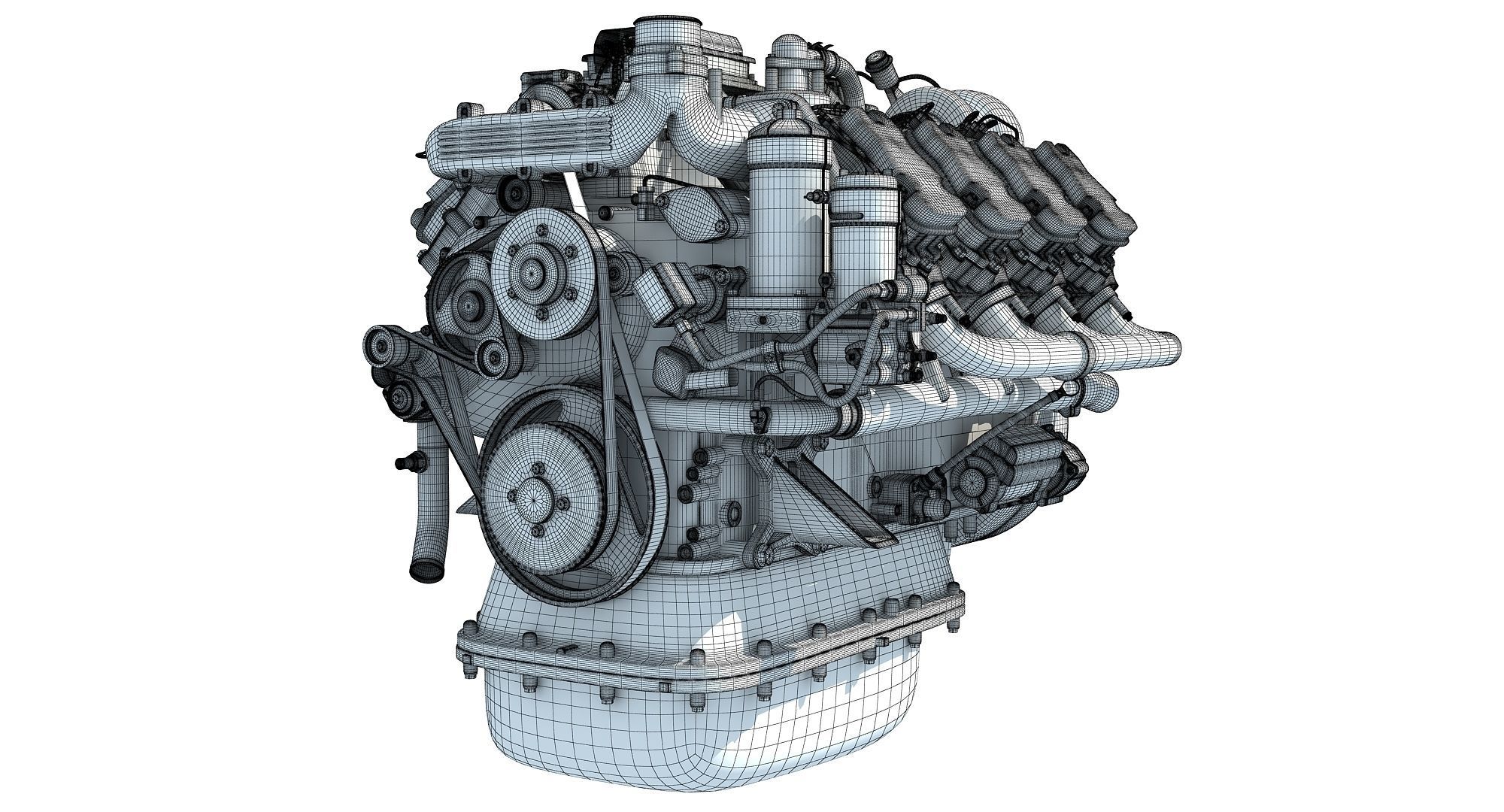 Diesel Engine of 8 Cylinder Power Generation  3D model_12