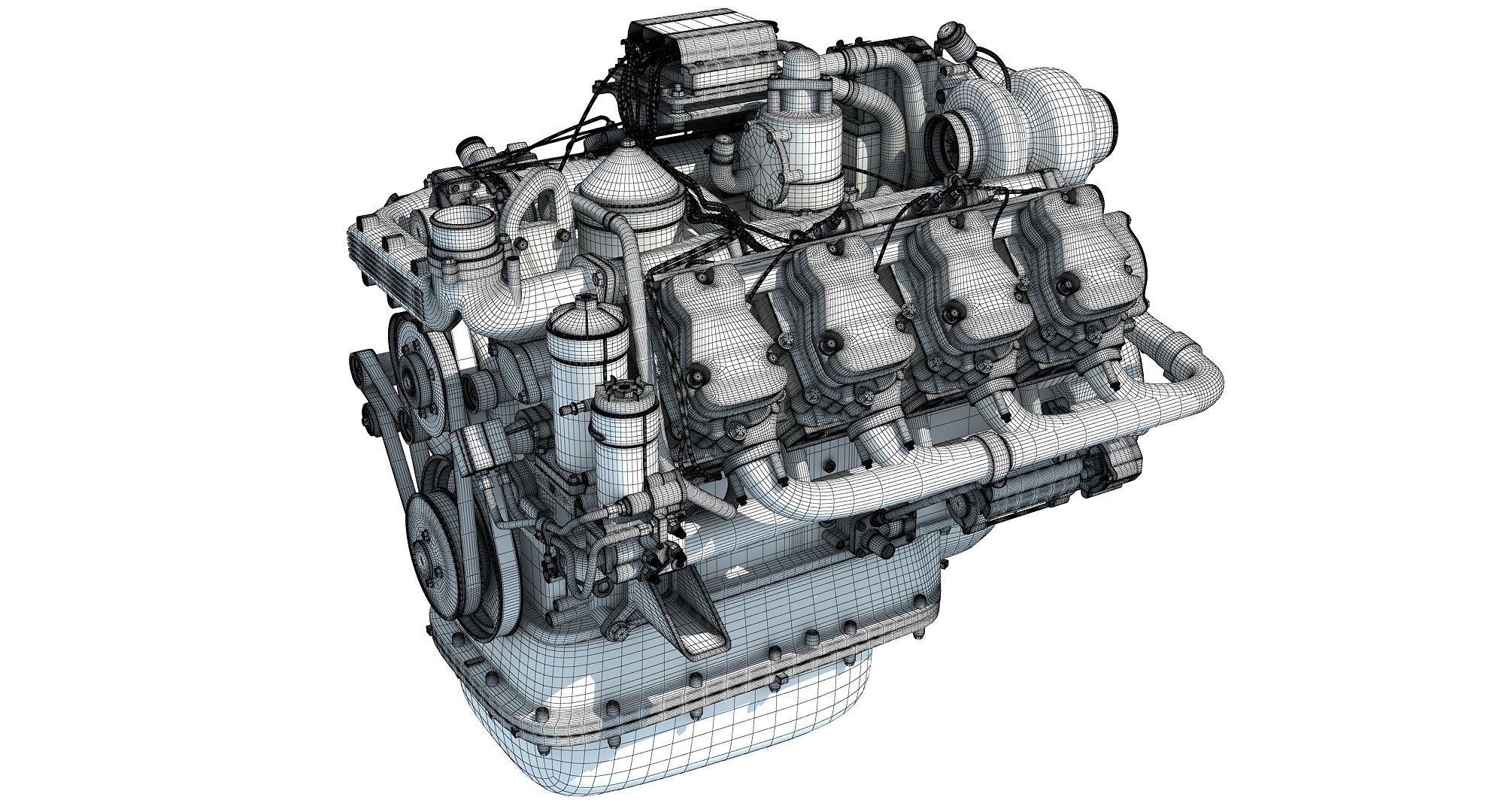Diesel Engine of 8 Cylinder Power Generation  3D model_14