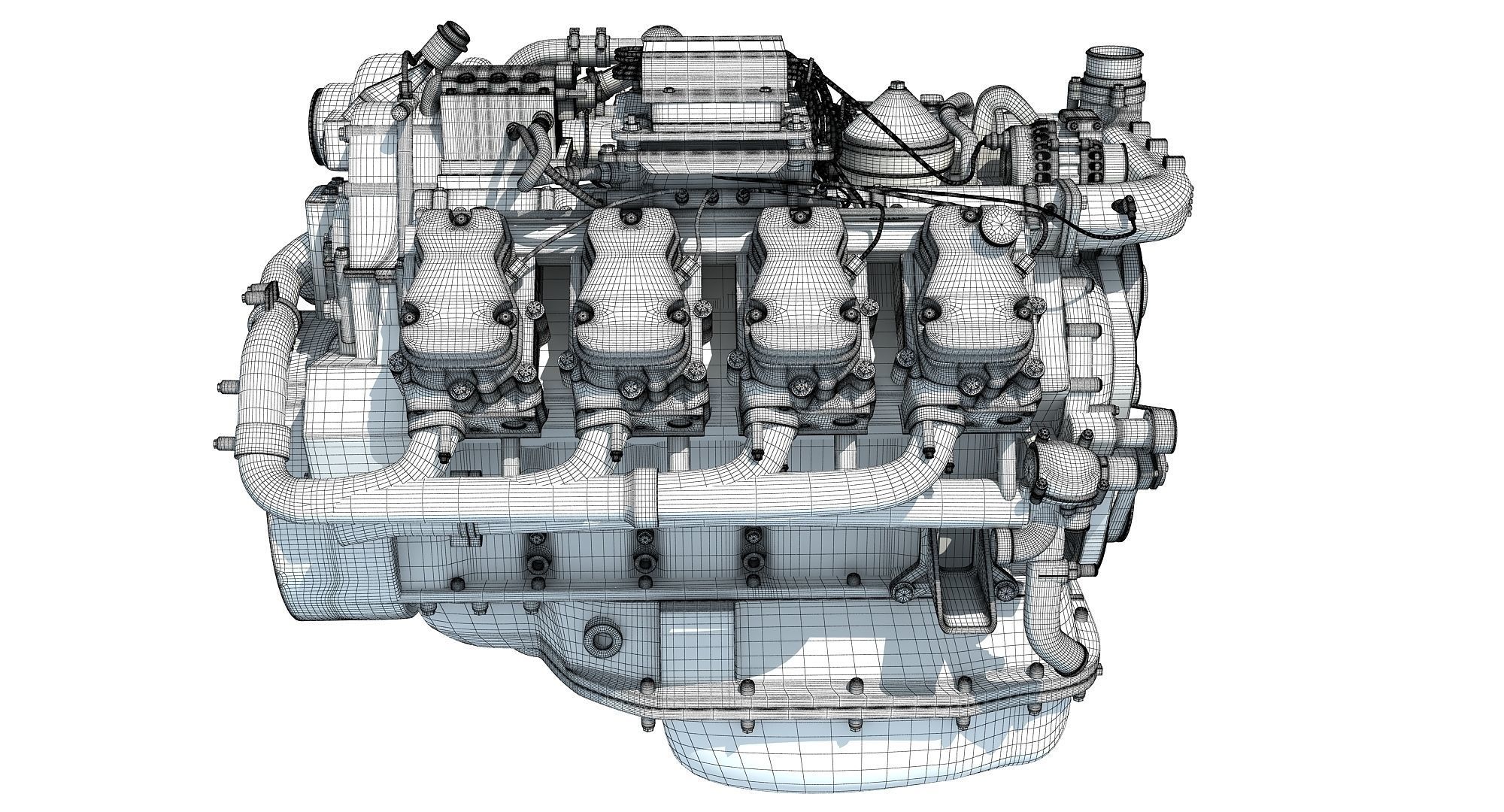 Diesel Engine of 8 Cylinder Power Generation  3D model_16