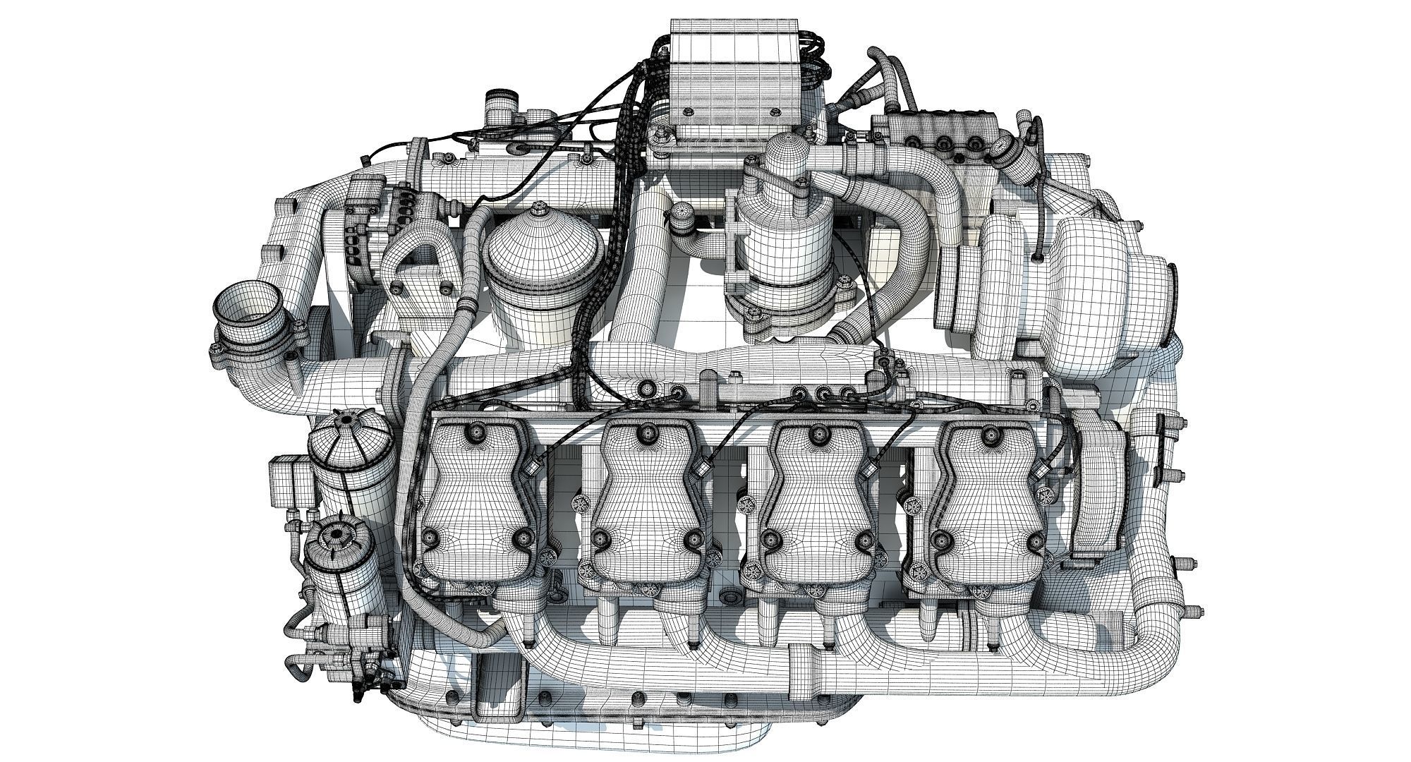 Diesel Engine of 8 Cylinder Power Generation  3D model_15