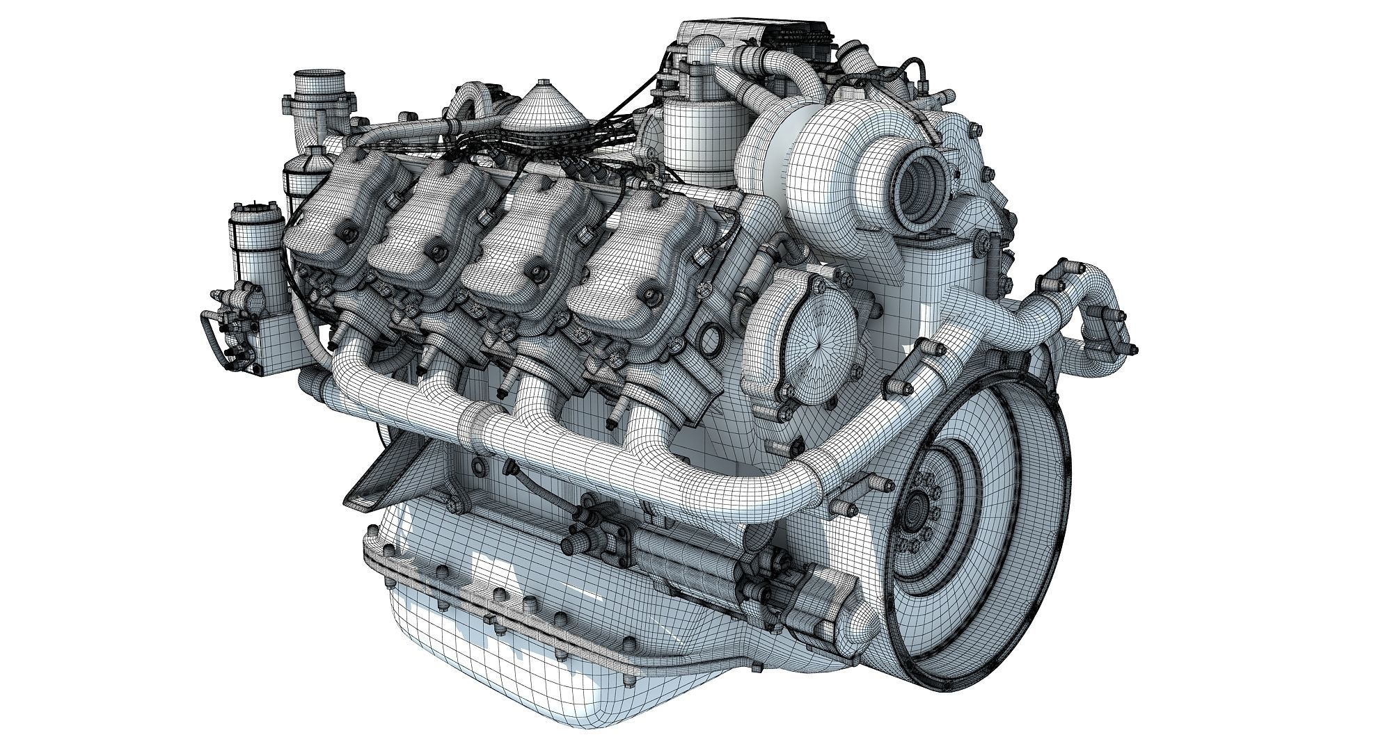 Diesel Engine of 8 Cylinder Power Generation  3D model_13