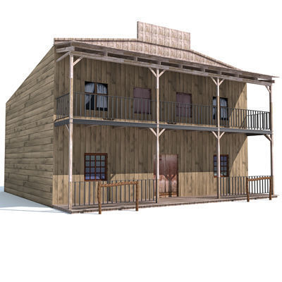 4 Western Styled Houses 3D model_2