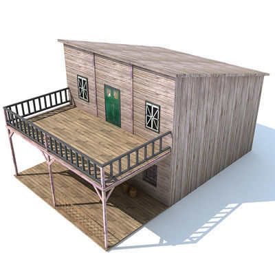 4 Western Styled Houses 3D model_5