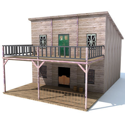 4 Western Styled Houses 3D model_3