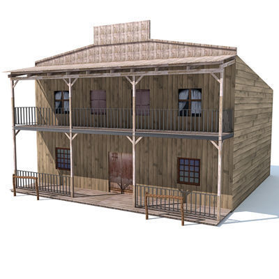 4 Western Styled Houses 3D model_8