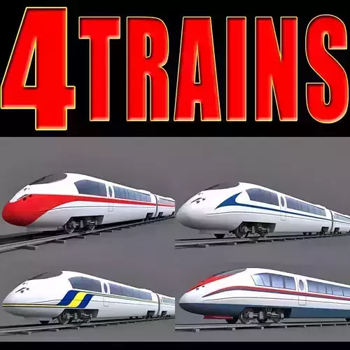 4 Speed Trains 3D model