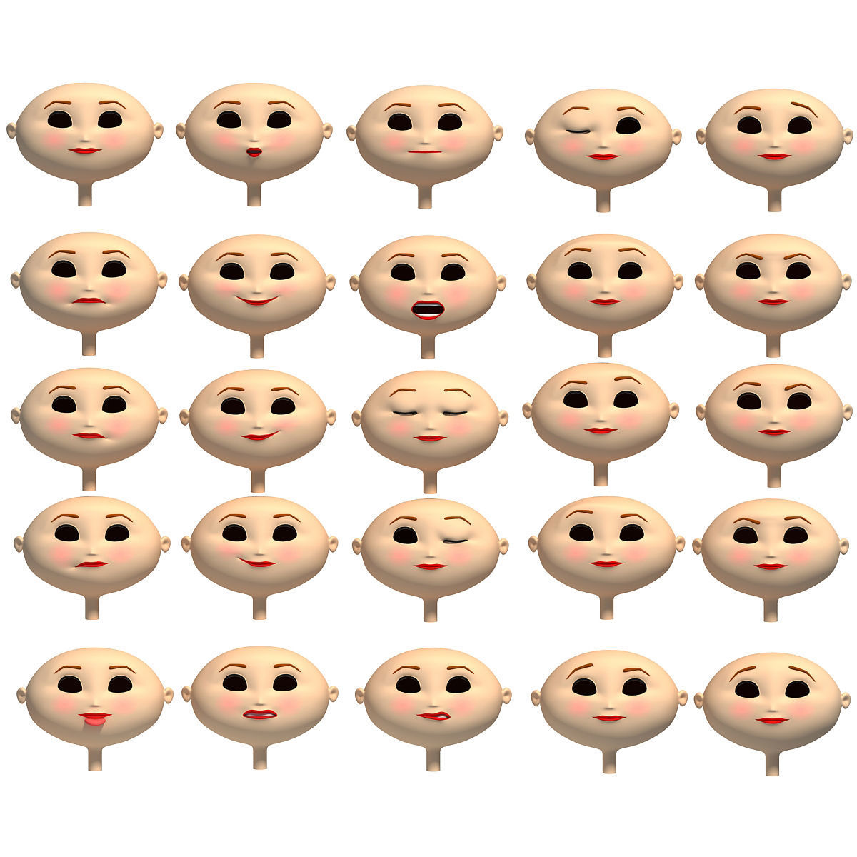 4 Rigged Cartoon Characters Models 3D model_14