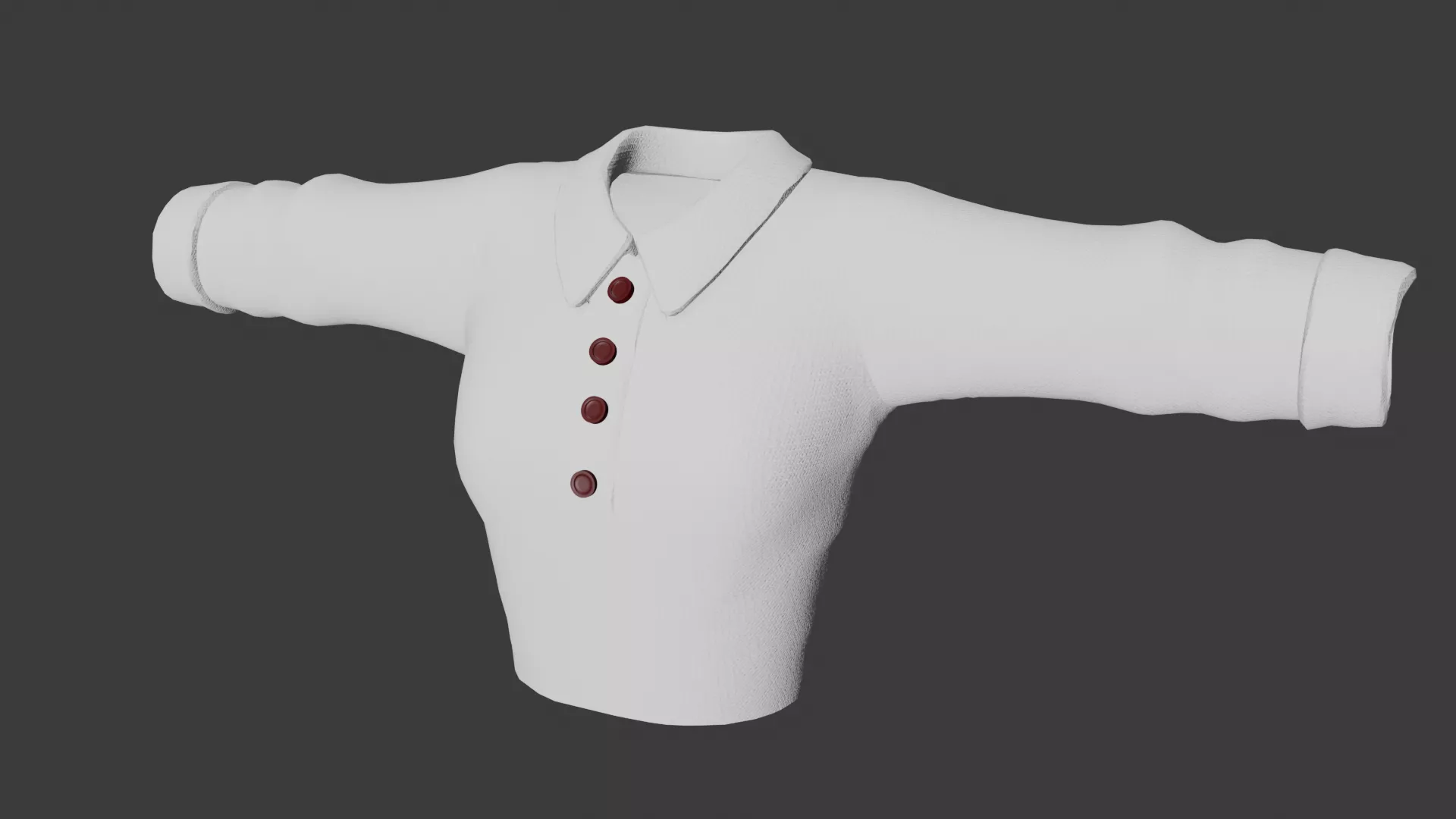 Stylized Long Sleeve Polo Shirt 3D model