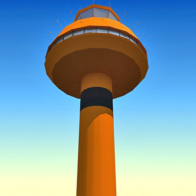 4 Airline Control Towers Low-poly 3D model_14