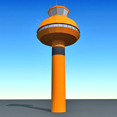 4 Airline Control Towers Low-poly 3D model_20