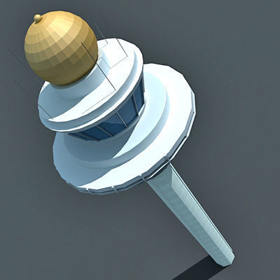 4 Airline Control Towers Low-poly 3D model_13