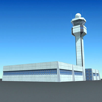 4 Airline Control Towers Low-poly 3D model_17