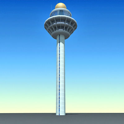 4 Airline Control Towers Low-poly 3D model_11