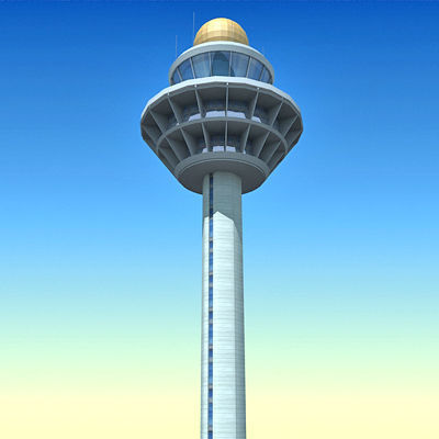4 Airline Control Towers Low-poly 3D model_4