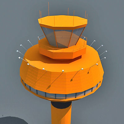 4 Airline Control Towers Low-poly 3D model_16