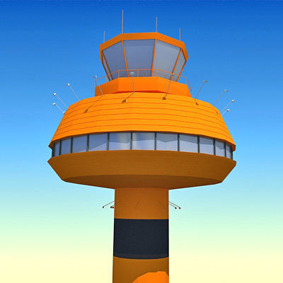 4 Airline Control Towers Low-poly 3D model_7