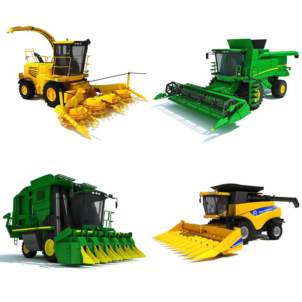 4 Combine Machines 3D model