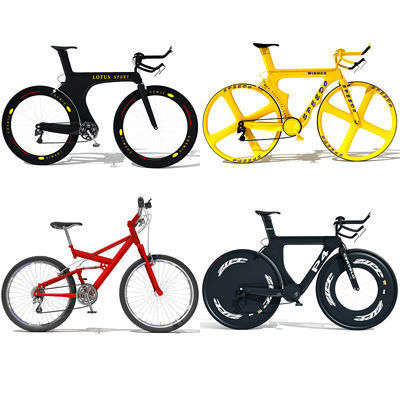 Set of 4 Bicycles 3D model