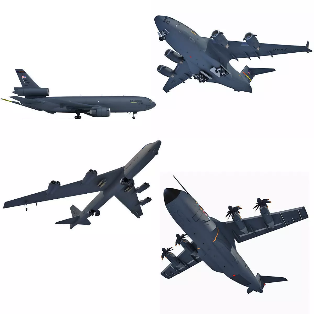 3D Military Aircraft Set of 4 3D model_0