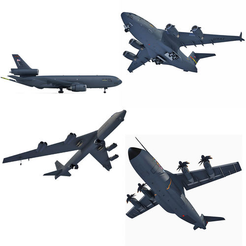 3D Military Aircraft Set of 4 3D model