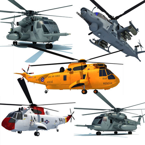 3D Military Helicopter Model set of 5 3D model