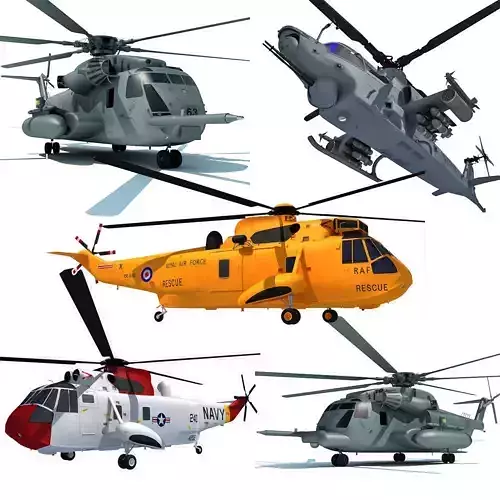 3D Military Helicopter Model set of 5 3D model