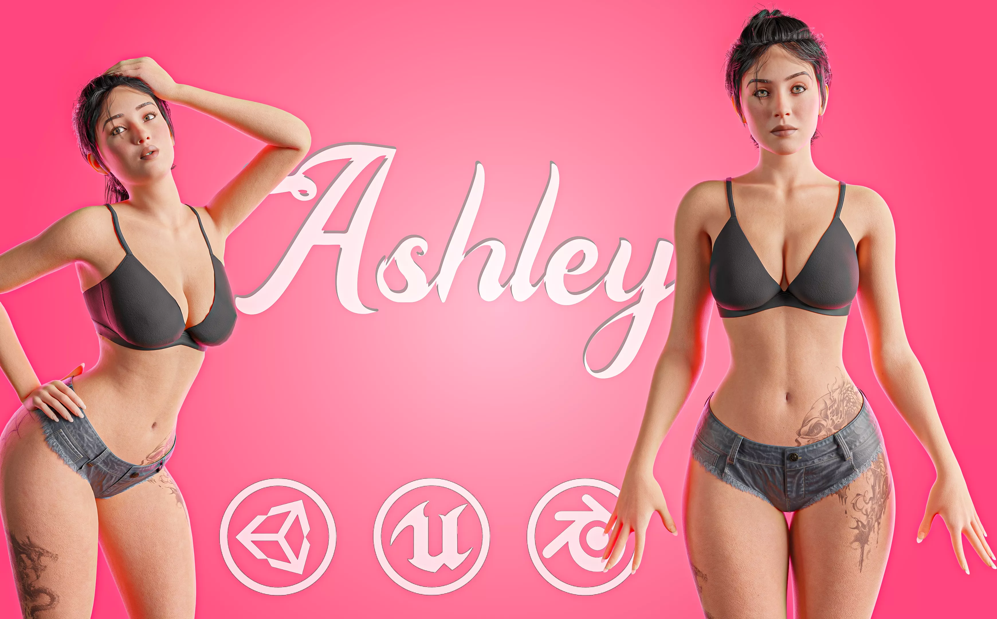 Realistic Female 3D Character Rigged Game Ready Low-poly 3D model