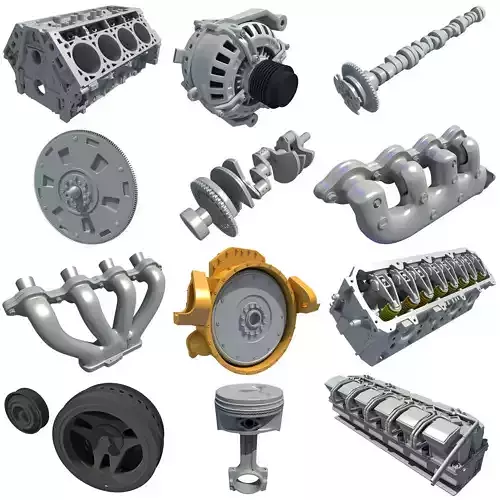 12 Engine Part Models 3D model