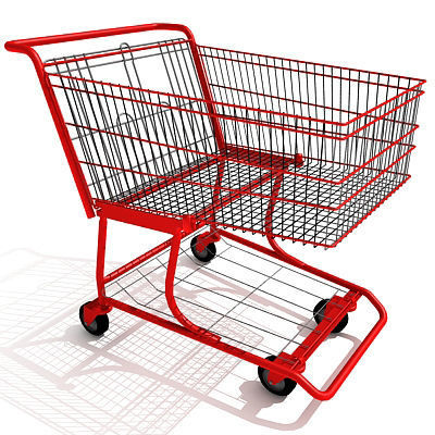 3D Red Metal Shopping Cart 3D model_4