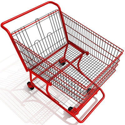 3D Red Metal Shopping Cart 3D model_1