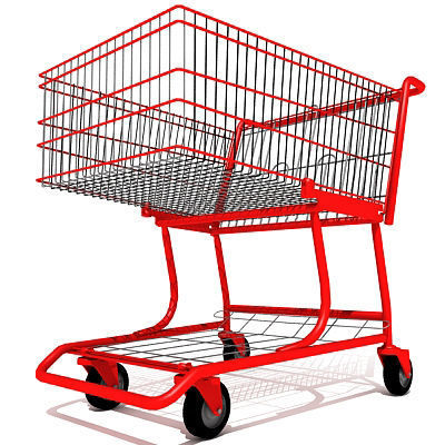 3D Red Metal Shopping Cart 3D model_2