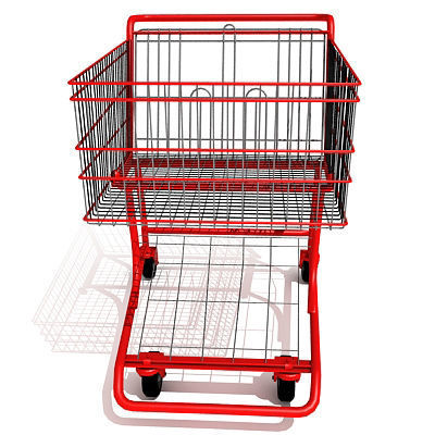 3D Red Metal Shopping Cart 3D model_3