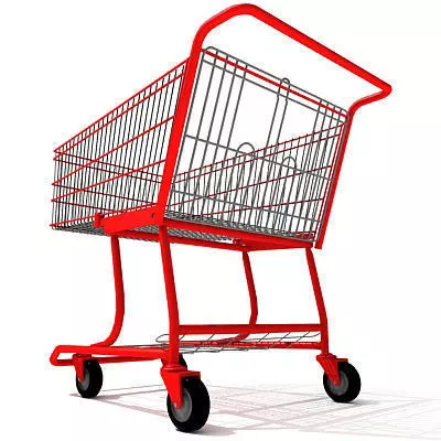 3D Red Metal Shopping Cart 3D model_0