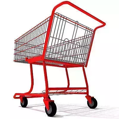 3D Red Metal Shopping Cart