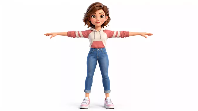 Stylized Female Character Rigged Animated 3D Game Character