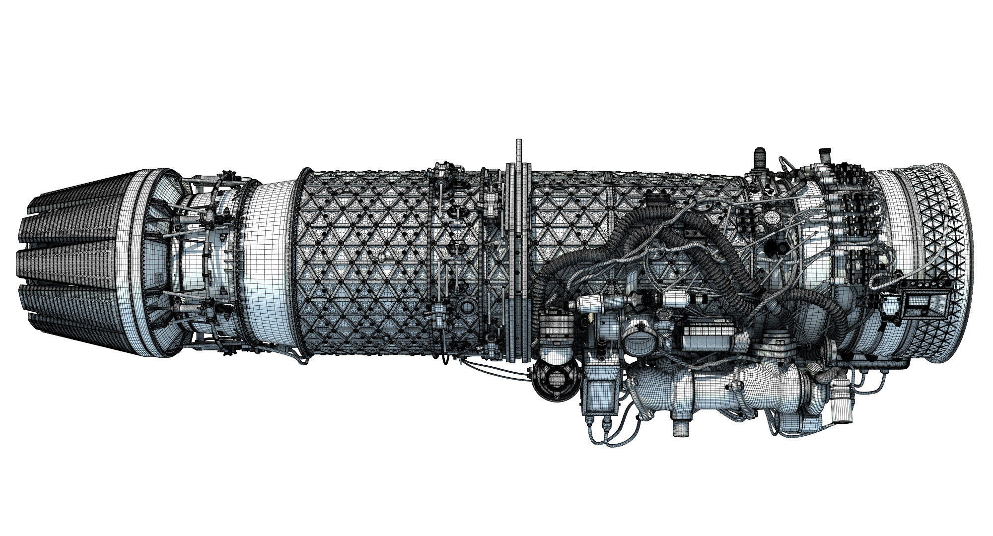 3D Military Turbofan Afterburning Engines 3D model_52