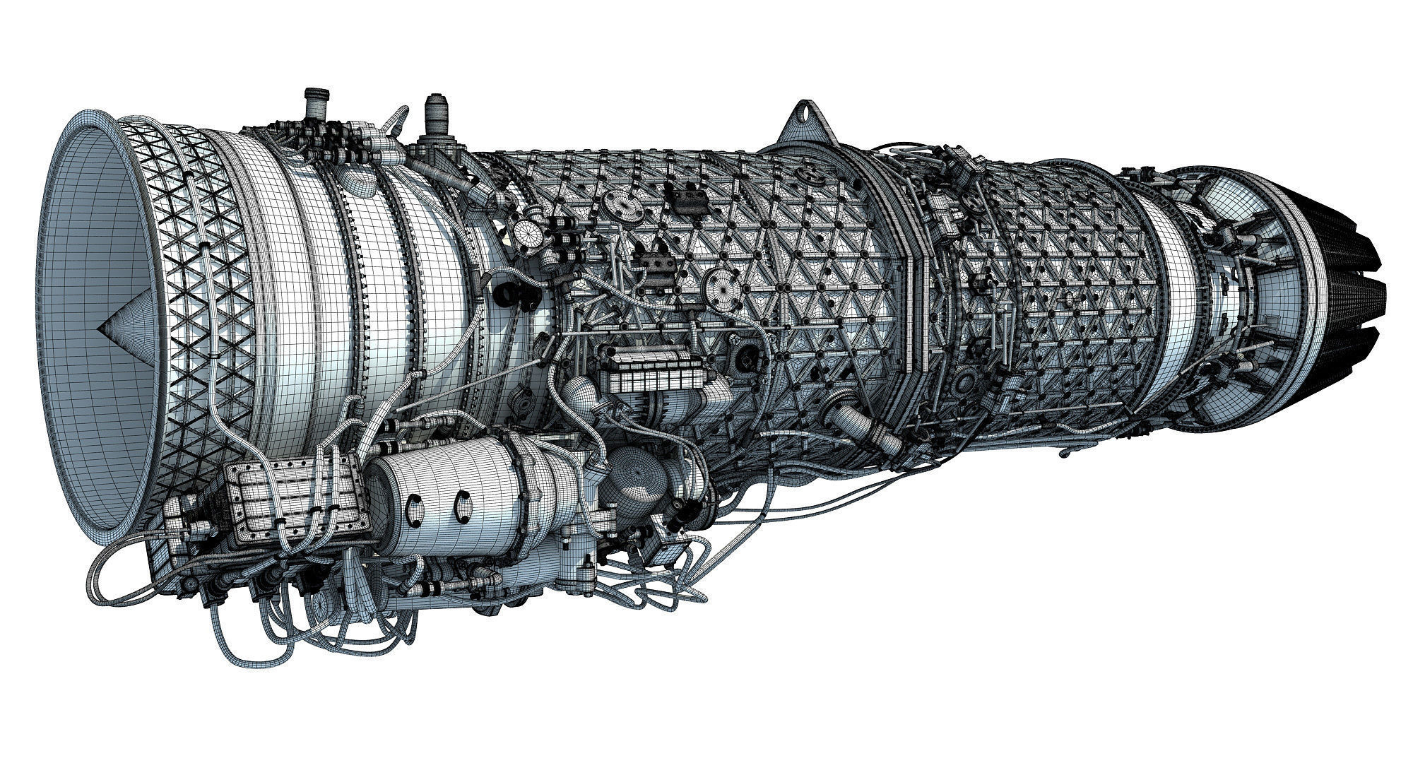 3D Military Turbofan Afterburning Engines 3D model_32