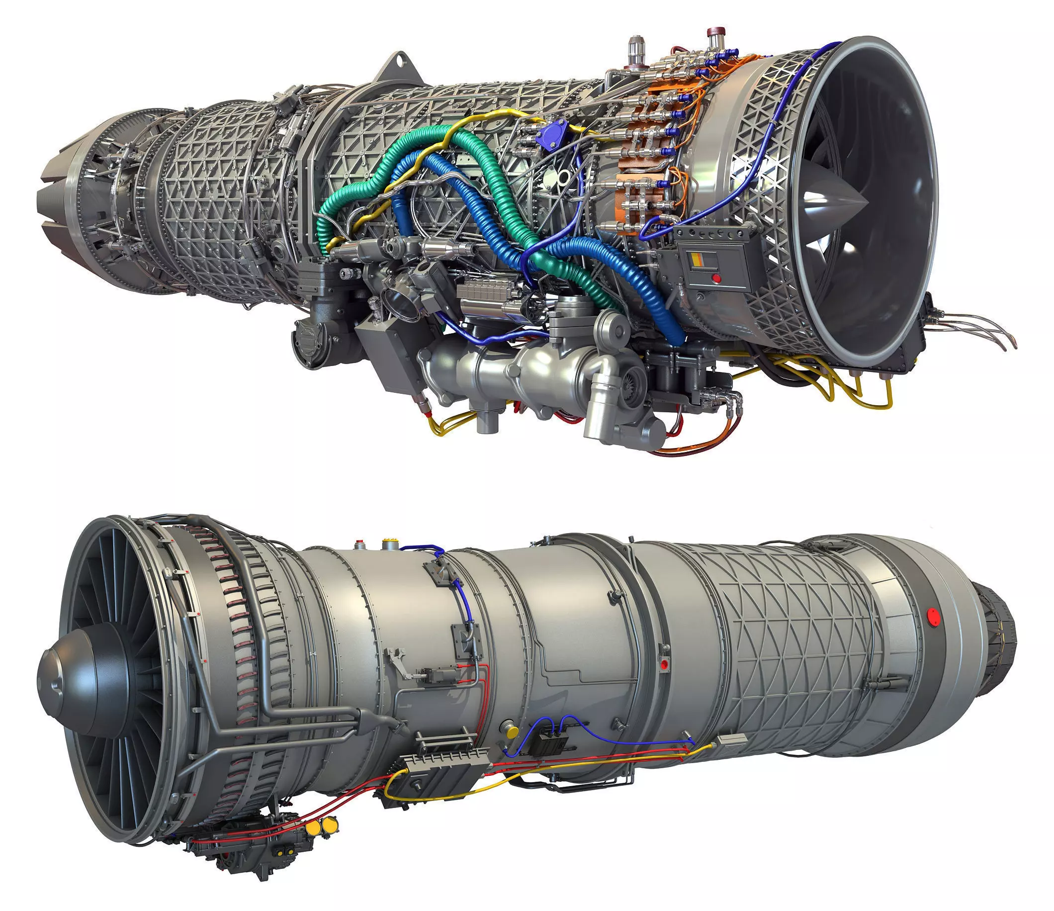 3D Military Turbofan Afterburning Engines 3D model_0