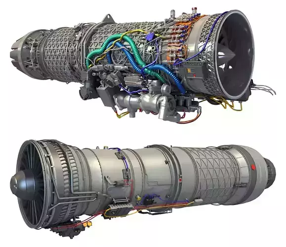 3D Military Turbofan Afterburning Engines 3D model