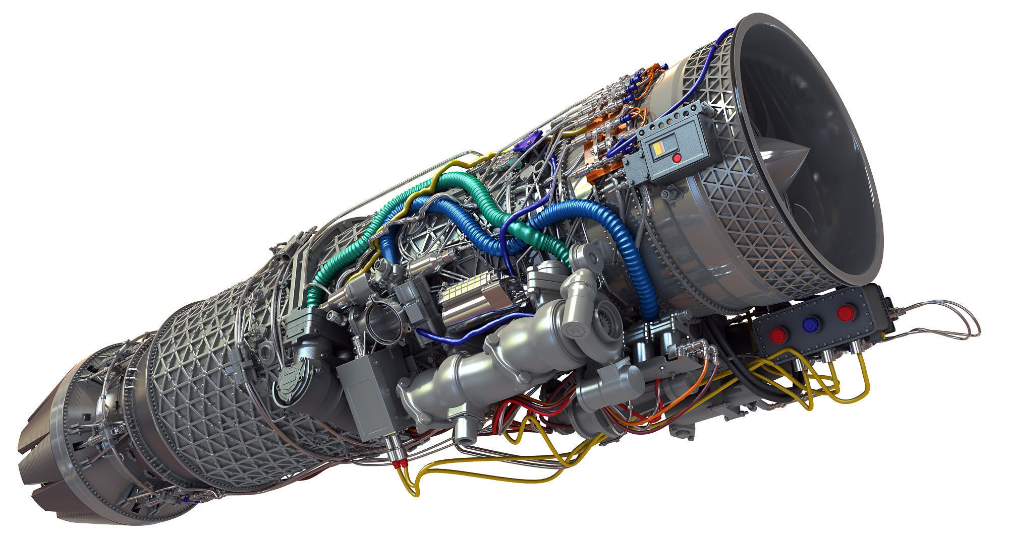 3D Military Turbofan Afterburning Engines 3D model_2