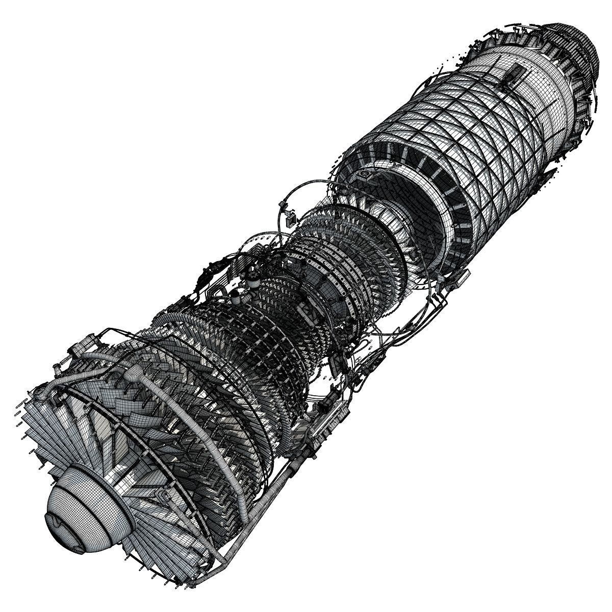 3D Military Turbofan Afterburning Engines 3D model_23