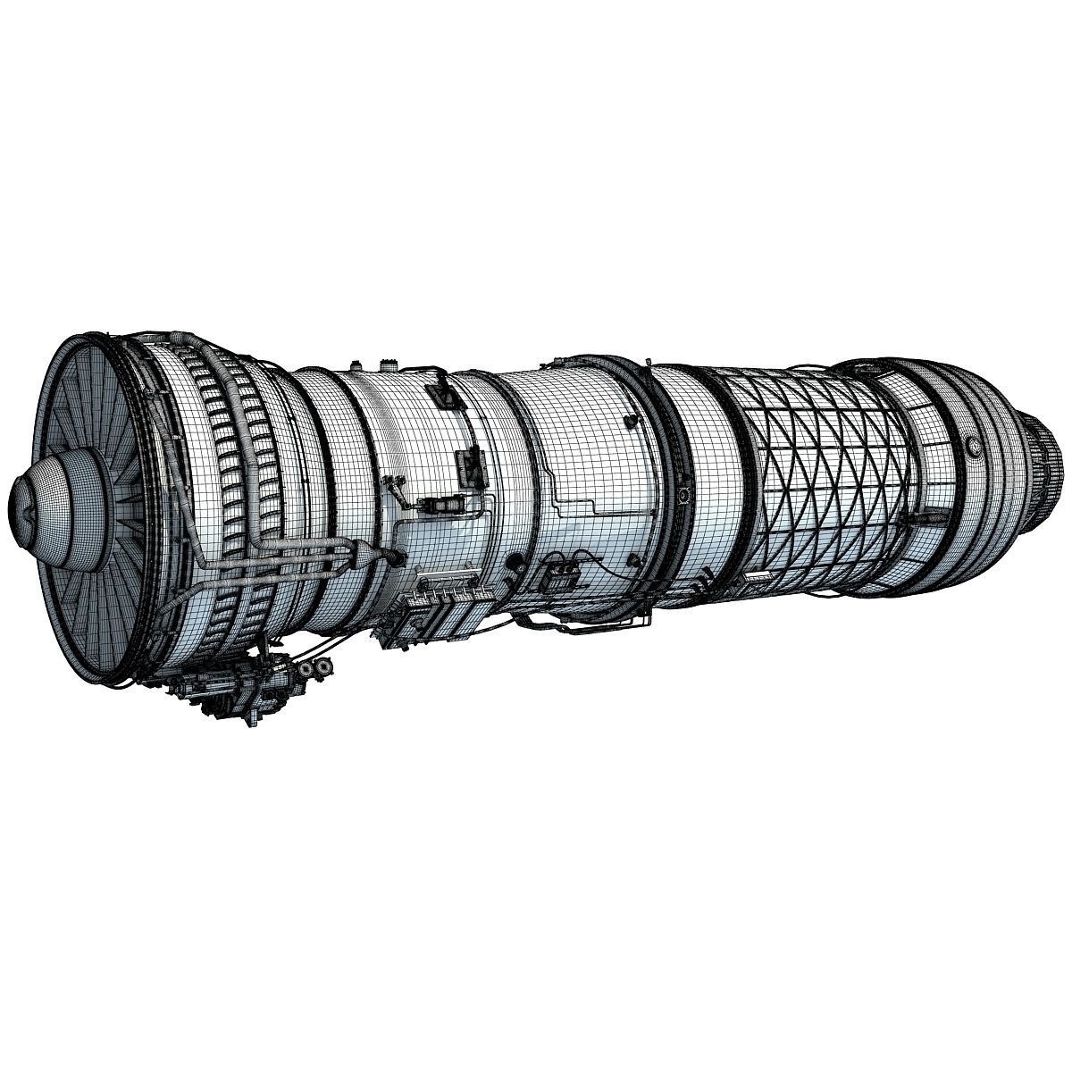 3D Military Turbofan Afterburning Engines 3D model_51