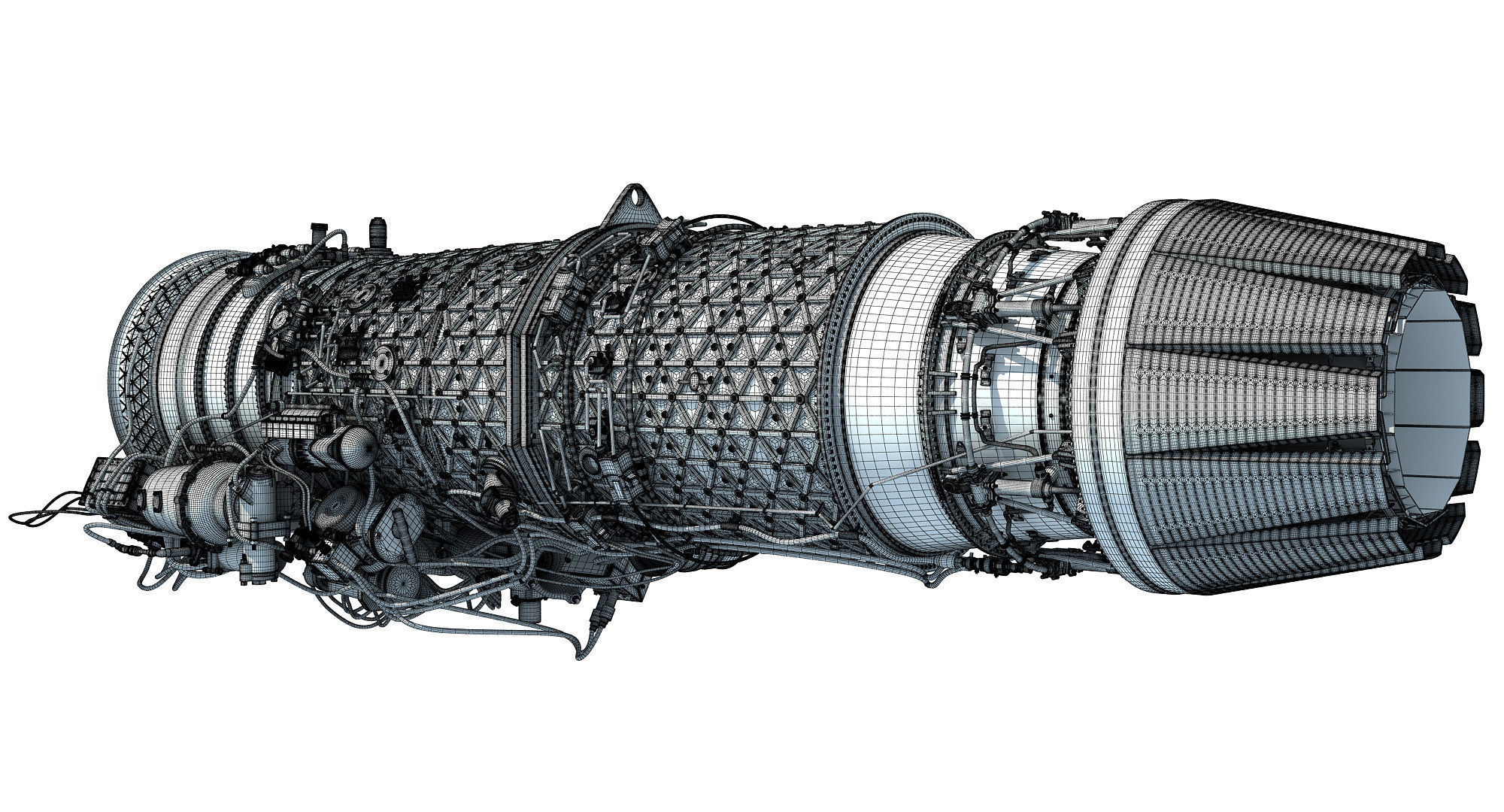 3D Military Turbofan Afterburning Engines 3D model_34