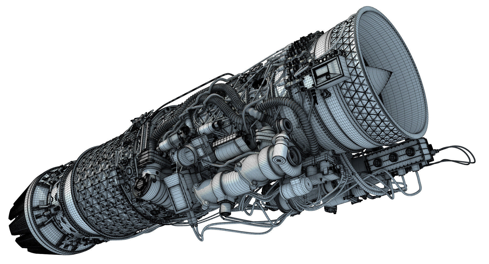 3D Military Turbofan Afterburning Engines 3D model_36