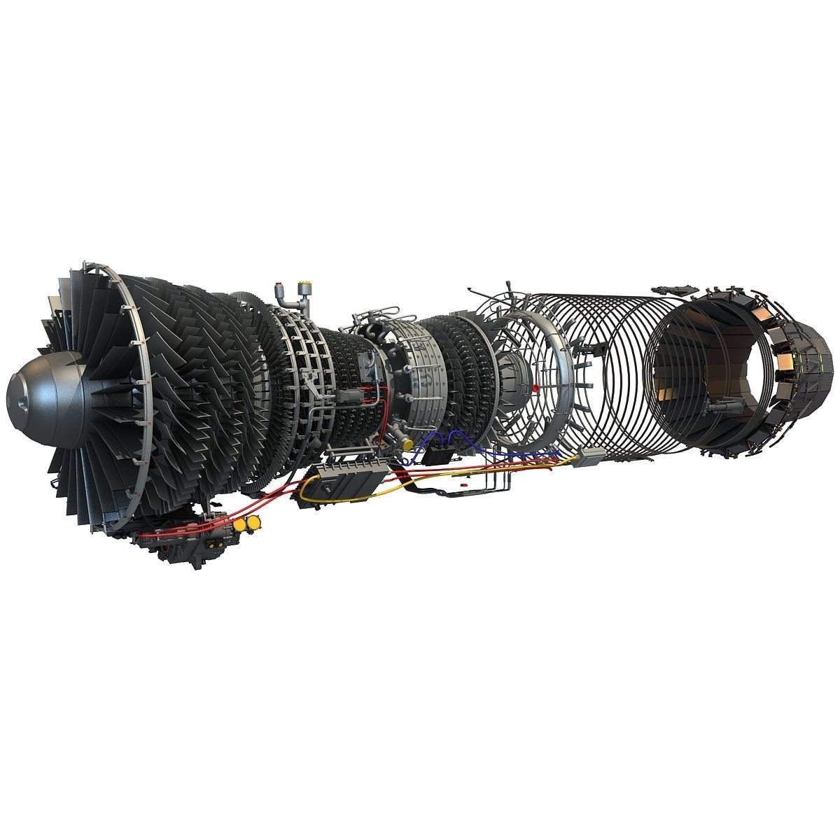 3D Military Turbofan Afterburning Engines 3D model_13