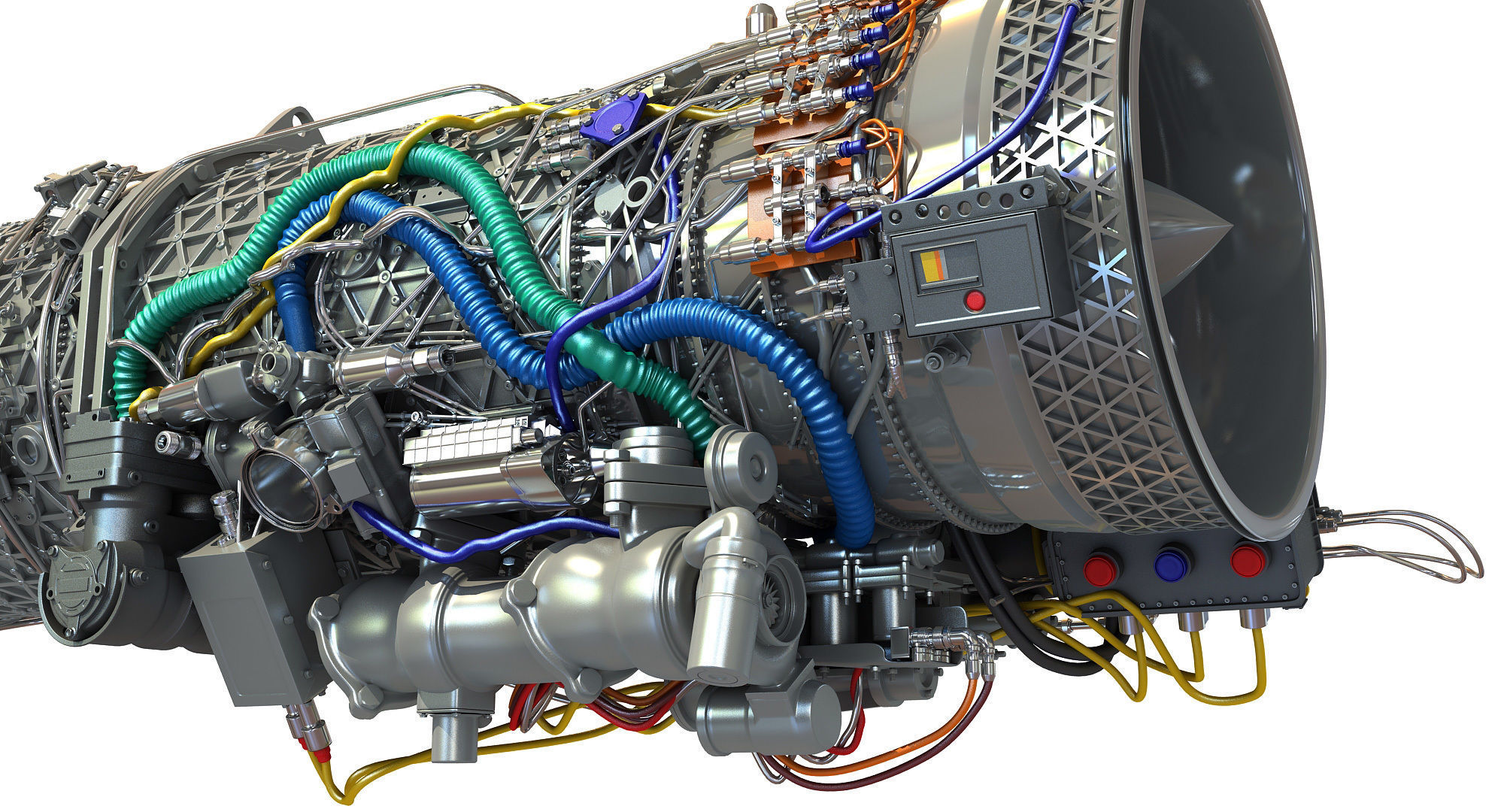 3D Military Turbofan Afterburning Engines 3D model_50