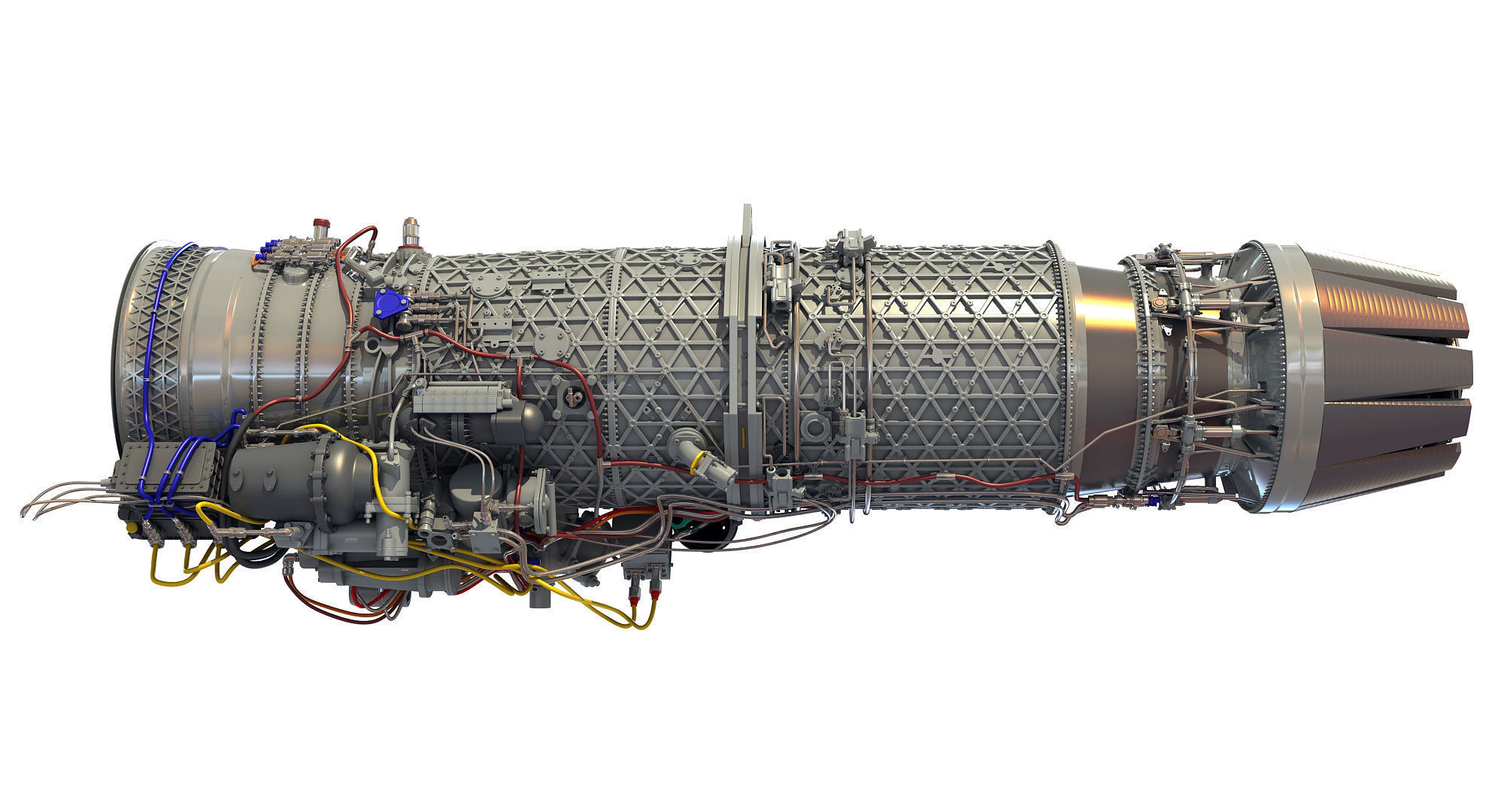 3D Military Turbofan Afterburning Engines 3D model_1