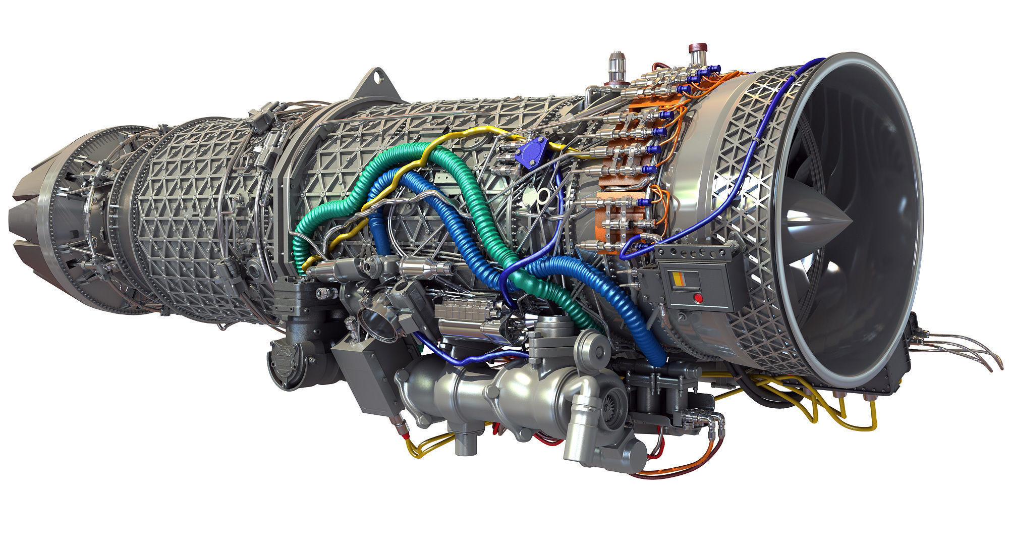 3D Military Turbofan Afterburning Engines 3D model_30