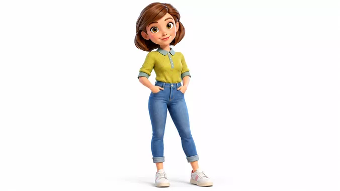 Stylized Female Character Rigged Animated 3D Game Character