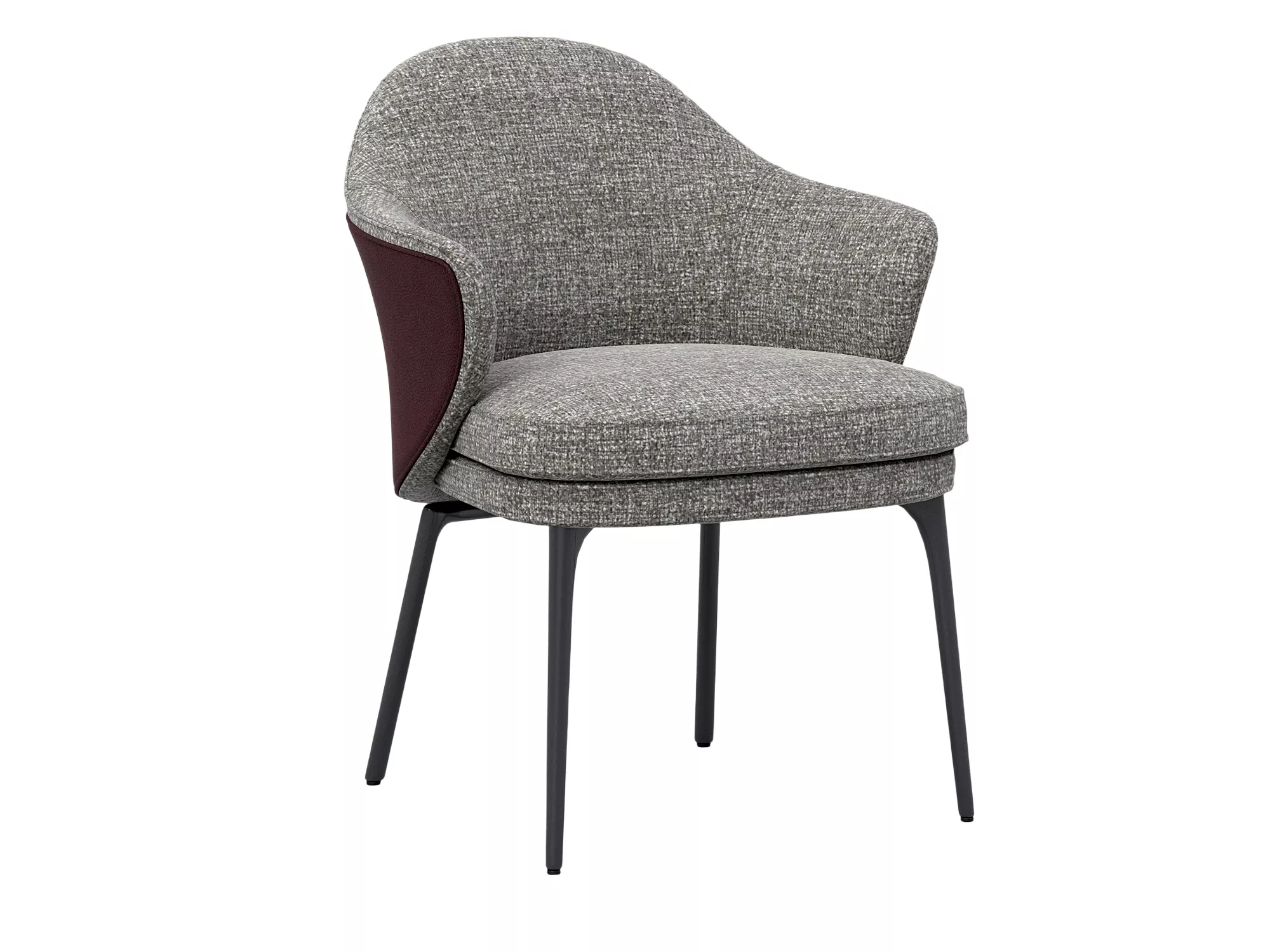 Gray Upholstered Armchair With Burgundy Accent And Black Legs 3D model
